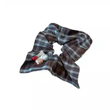 水中玉 格纹大肠发圈扎头马尾发绳头圈高弹力耐用皮筋发饰#好运 布艺 头绳 女款