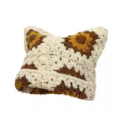 山一丸 秋冬可爱猫耳朵纯手工钩织新款保暖套头 腈纶 绒线帽 男女同款情侣款