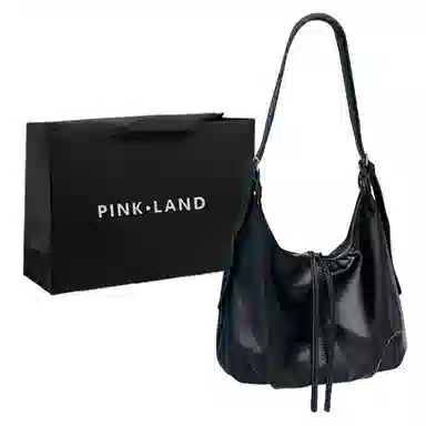 PINK LAND Vintage PU Crossbody Bag Black Brown