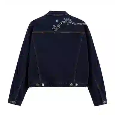 鬼洗 泥棒蓝同心喜鹊绣花情侣牛仔外套 女款 蓝