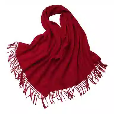 红豆 保暖加厚加宽加长纯色 羊毛 绒线围巾 女款