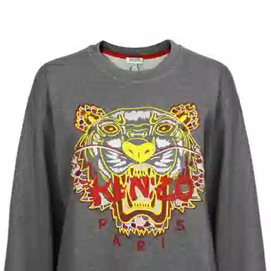 KENZO Tiger Embroidered Crewneck Sweatshirt Grey