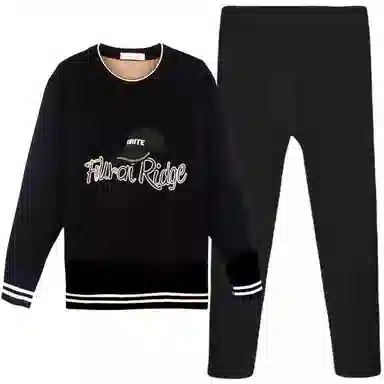 兰缪 加绒加厚青少年纯棉螺纹圆领家居服卫衣个性卡通涂鸦无骨拼接设计不易褪色防刮耐磨蓄热锁温抗寒舒适透气可外穿保暖套装 男款