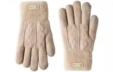 优幽兰 时尚百搭小众设计感拼色针织毛线分指可折叠 写字加绒加厚开车骑车保暖防寒 聚酯纤维 绒线手套 女款