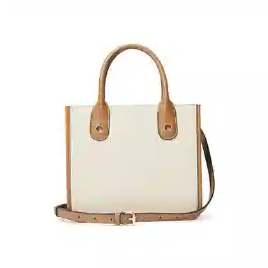 红蜻蜓 复古日常百搭 牛剖层皮革拼超细纤维合成革 手提包 男女同款情侣款 棕色