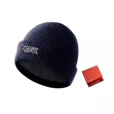 匹克 秋冬休闲简约潮流 腈纶/涤纶 绒线帽 男女同款情侣款 藏蓝色