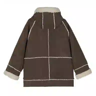 佐贝卡 皮毛一体连帽加绒加厚毛毛麂皮大衣 女款