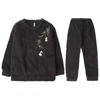 兰缪 加厚保暖舒适长袖长裤家居睡衣套装 男款 深灰色