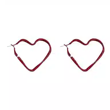 彤彤兔 韩系安可拉红色复古爱心小众高级感气质耳钉时尚通勤秋冬 树脂 耳环 女款