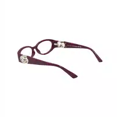 Gucci Hollow GG Oval Optical Glasses Deep Red