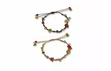 牧言 彩色多巴胺 星星蝴蝶花朵碎石编织手绳 森系民族风小众独特个性 治愈系森系小清新编织手饰  好运 织物 手链 女款