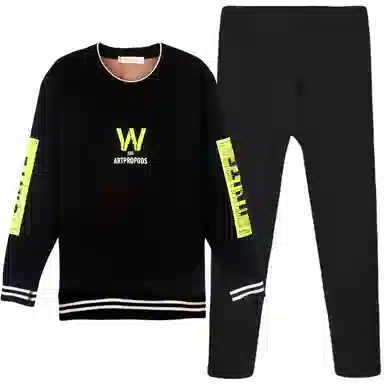 兰缪 加绒加厚青少年纯棉螺纹圆领家居服卫衣个性卡通涂鸦无骨拼接设计不易褪色防刮耐磨蓄热锁温抗寒舒适透气可外穿保暖套装 男款