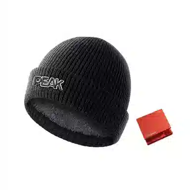 匹克 秋冬休闲简约潮流 腈纶/涤纶 绒线帽 加绒加厚保暖防寒 男女同款情侣款 黑色