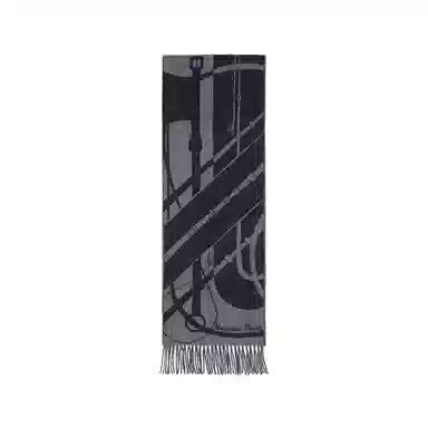 Hermes Tassel Logo Scarf Black