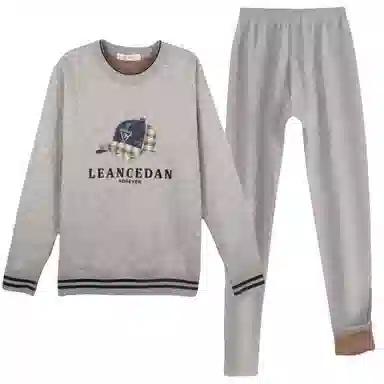 兰缪 加绒加厚青少年纯棉螺纹圆领家居服卫衣个性卡通涂鸦无骨拼接设计不易褪色防刮耐磨蓄热锁温抗寒舒适透气可外穿保暖套装 男款