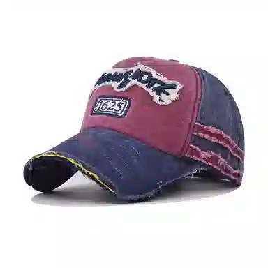 浪莎 美式复古水洗做旧刺绣破洞 遮阳时尚百搭大头围显脸小 棉涤 鸭舌帽 男女同款情侣款