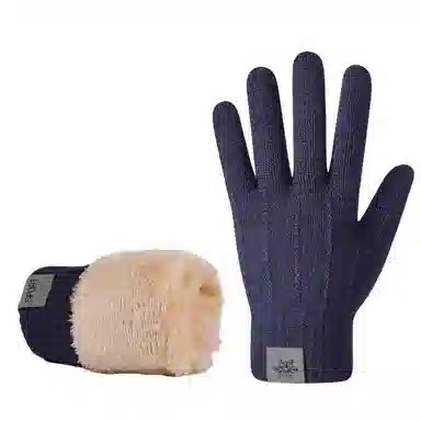 梦特娇 加绒加厚 毛绒 绒线手套 男女同款情侣款