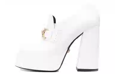 Versace Leather Slip-On Heels White