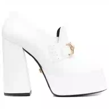 Versace Leather Slip-On Heels White