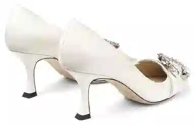 Jimmy Choo Crystal Embellished Pointed Toe Heels White