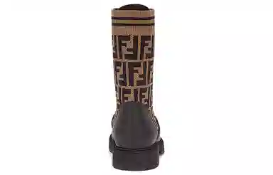 Fendi FF Motif Leather Biker Boots Black