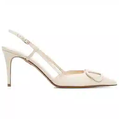 Valentino Vlogo Back Tie Heels White