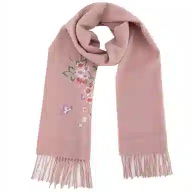 上海故事 秋冬福来系列绵羊毛加厚刺绣工艺流苏设计细腻柔软保暖礼盒包装 绒线围巾 女款