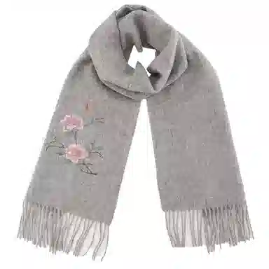 上海故事 秋冬福来系列绵羊毛加厚刺绣工艺流苏设计细腻柔软保暖礼盒包装 绒线围巾 女款