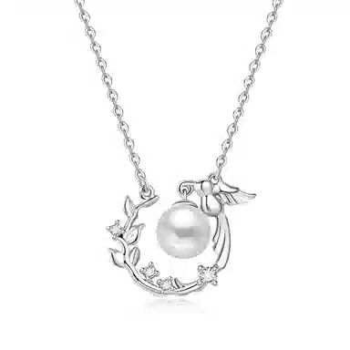 幸囍礼 蓝桉与鸟 甜美森系花环绕灵动浪漫轻奢 淡水珍珠 项链 男女同款情侣款