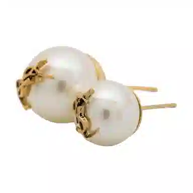 SAINT LAURENT YSL Logo Pearl Earrings