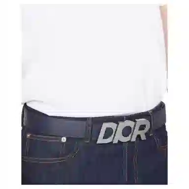 DIOR Smooth Buckle Leather Belt Blue