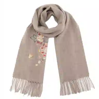 上海故事 秋冬福来系列绵羊毛加厚刺绣工艺流苏设计细腻柔软保暖礼盒包装 绒线围巾 女款