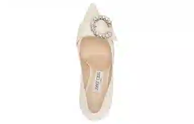 Jimmy Choo Crystal Embellished Pointed Toe Heels White