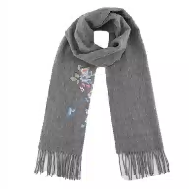 上海故事 秋冬福来系列绵羊毛加厚刺绣工艺流苏设计细腻柔软保暖礼盒包装 绒线围巾 女款