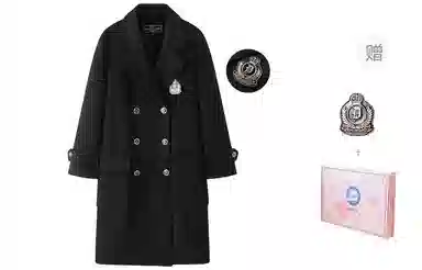 东鲸岁时记 毛呢学院风双排扣大衣 女款 黑色