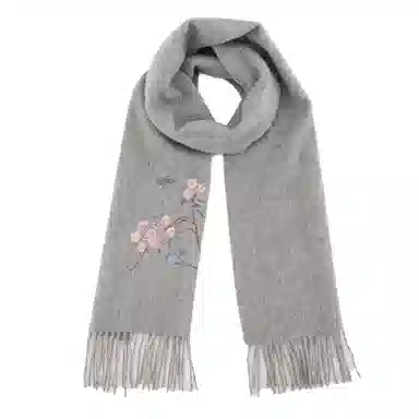 上海故事 秋冬福来系列绵羊毛加厚刺绣工艺流苏设计细腻柔软保暖礼盒包装 绒线围巾 女款