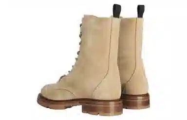 DIOR Leather Lace-Up Mid Martin Boots Brown