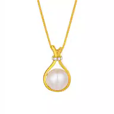 中国珠宝 小灯泡精致轻奢锁骨链优雅气质百搭时尚 温柔圣诞氛围感 淡水珍珠 项链 女款