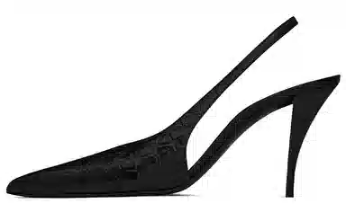 Saint Laurent Viper Croc Patent Heel Black
