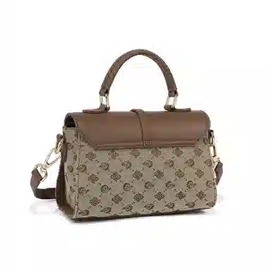 红蜻蜓 经典复古设计妈妈包老花满印时尚百搭包通勤 超细纤维合成革 手提包斜挎包 常规 女款 浅咖啡色