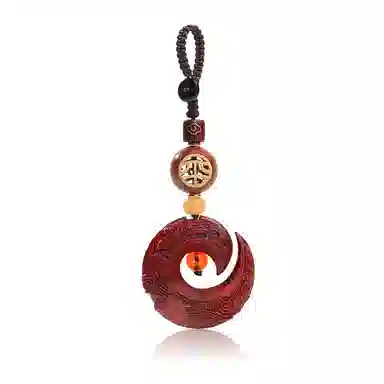 木盛缘 本命年时来运转檀木 车内吊饰车载 高油高密平安环木龙钩 血檀 钥匙扣 男女同款情侣款