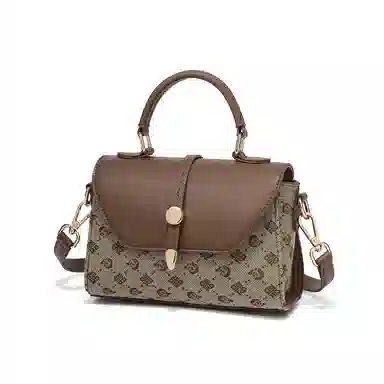 红蜻蜓 经典复古设计妈妈包老花满印时尚百搭包通勤 超细纤维合成革 手提包斜挎包 常规 女款 浅咖啡色