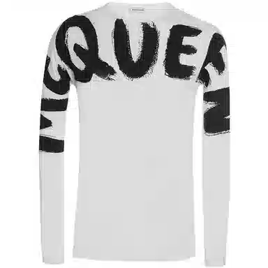 Alexander McQueen FW22 Logo Crewneck Long Sleeve Tee White