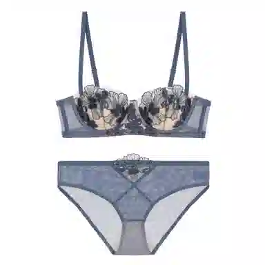 内在密码 法式薄款胸大显小软钢圈防下垂女性感禁欲系蕾丝内衣裤套装 女款