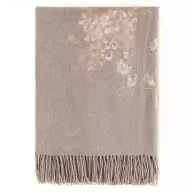 上海故事 琉光织梦加厚保暖金线加烫钻刺绣工艺双面水波纹细绒高贵质感 披肩 女款