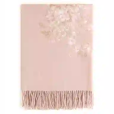 上海故事 琉光织梦加厚保暖金线加烫钻刺绣工艺双面水波纹细绒高贵质感 披肩 女款