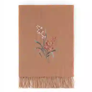 上海故事 静逸幽兰刺绣烫钻保暖舒适新中式 绵羊毛 绒线围巾 女款