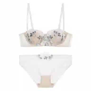 内在密码 法式薄款胸大显小软钢圈防下垂女性感禁欲系蕾丝内衣裤套装 女款