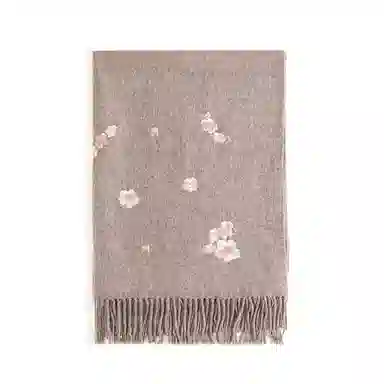 上海故事 桃香雅韵点绣刺绣工艺双面水波纹细绒高贵质感亲肤保暖礼盒包装 绵羊毛 披肩 女款 多色