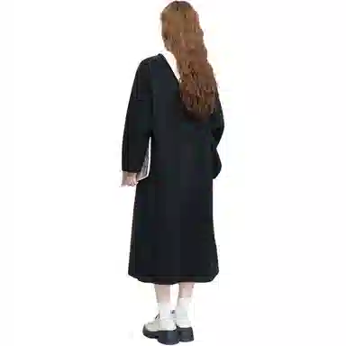 法文箱子 纯色简约长袖大衣 女款 黑色